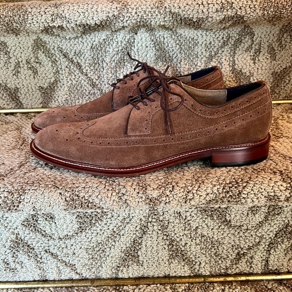 EUC Mens Banana Republic Herne Suede Longwing Wingtip Oxford Shoes Brown 10.5 M main image 6